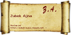 Zubek Ajna névjegykártya